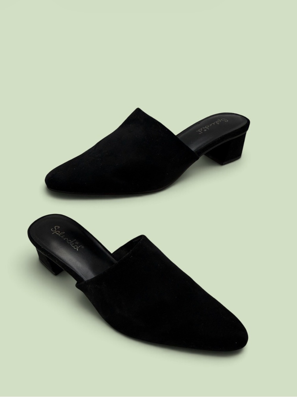 Splendid Black Suede Pointed Slip-On Mules - Picture 4 of 8